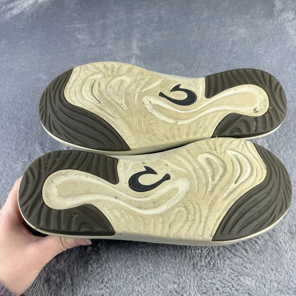 OluKai Kalia Slip On Mens 9 Dark Wood Shoes 10453-6363 Boat Nubuck Leather